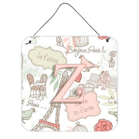 Carolines Treasures Letter Z Love In Paris Pink Wall and Door Hanging Prints CJ2002-ZDS66